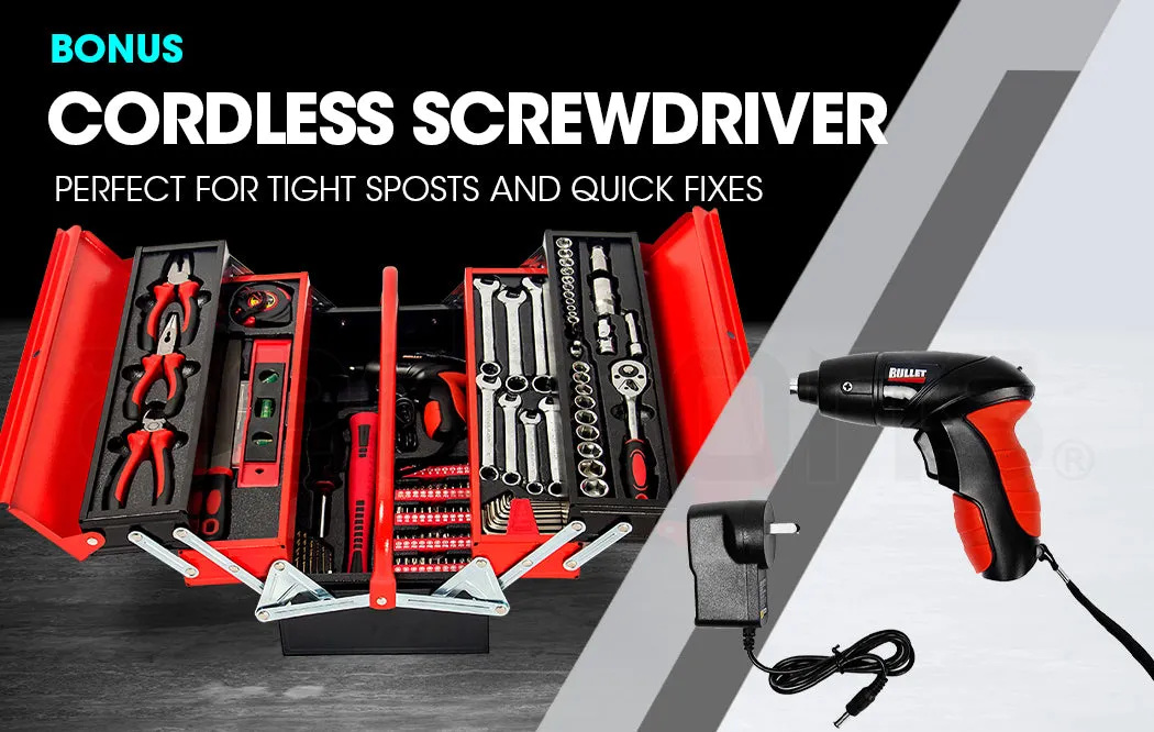 118pc Tool Kit Box Set | Metal Spanner Household Organizer Toolbox Socket