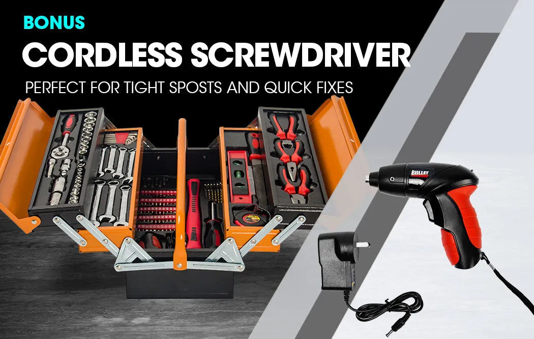 118pc Tool Kit Box Set | Metal Spanner Organizer Toolbox | Household Socket | BULLET