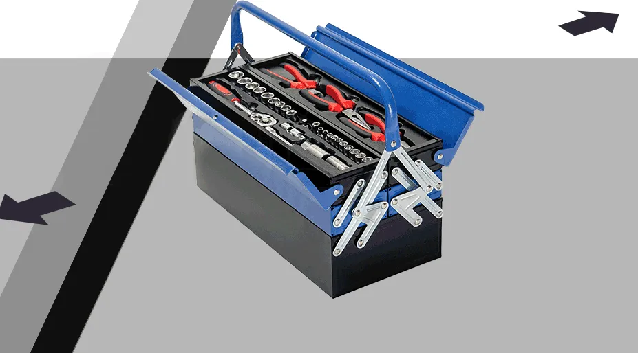 118pc Tool Kit Box Set with Metal Spanner Organizer, Household Toolbox, and Socket