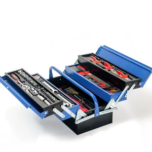 118pc Tool Kit Box Set with Metal Spanner Organizer, Household Toolbox, and Socket
