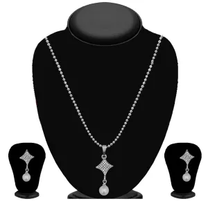 Bhavi Jewels Silver Plated Austrian Stone Pendant Set