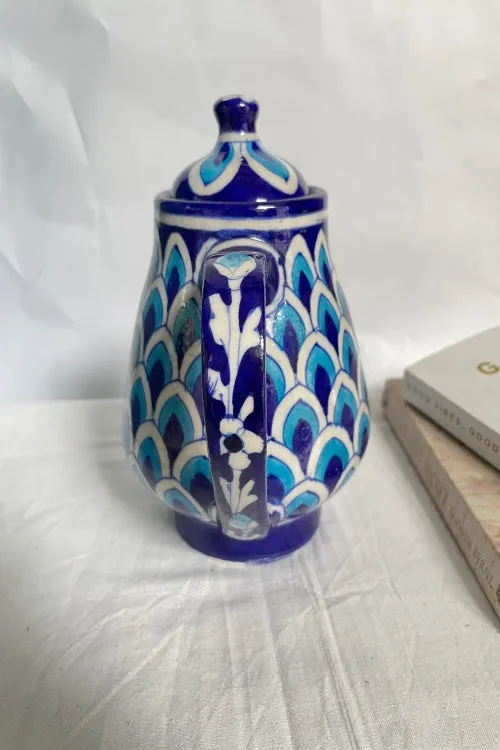 Blue Pottery Handcrafted Blue Peacock Kettle