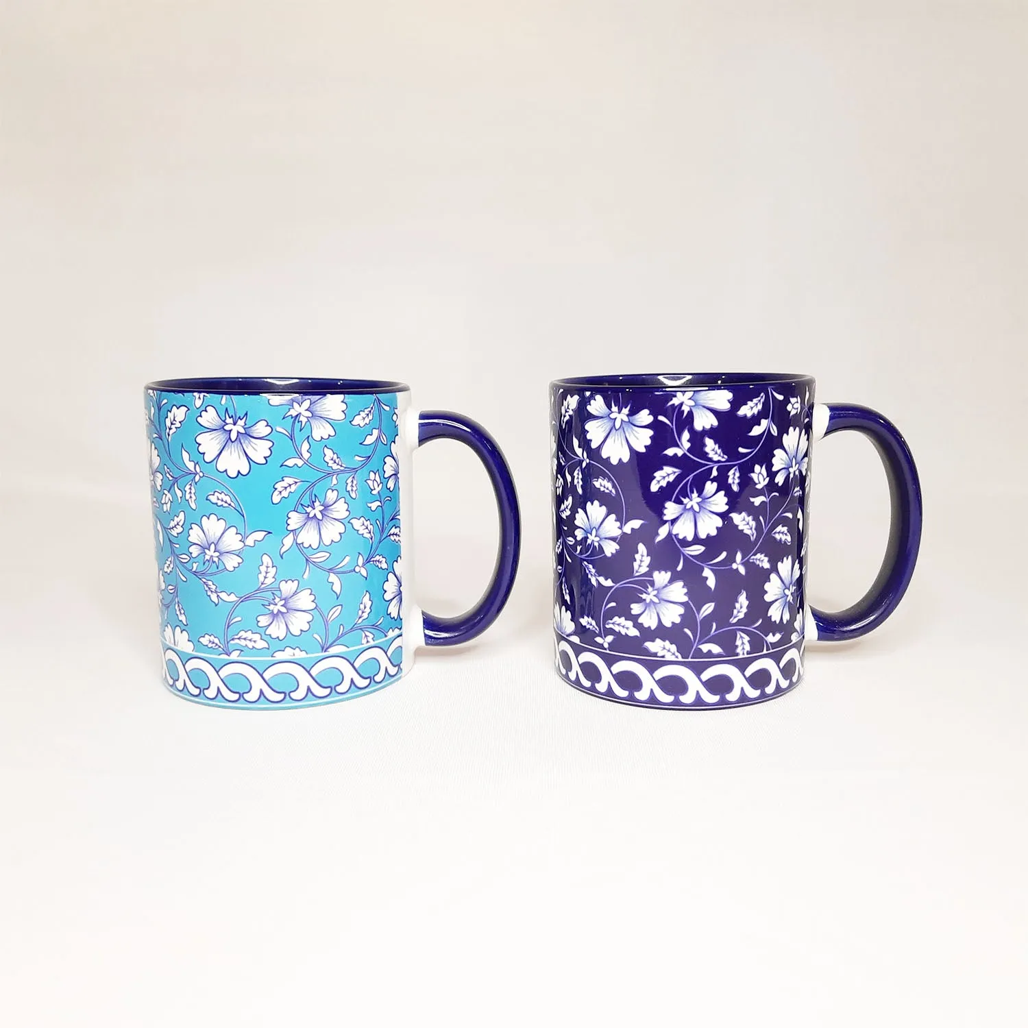 Blue Pottery Indigo & Turq Coffee Mugs Set of 2 (300 ml each)