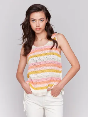 Charlie B Sleeveless Crochet Top With Side Ties - C2801