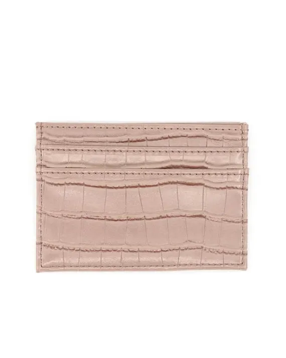 Croc Card Holder- Pink/Beige