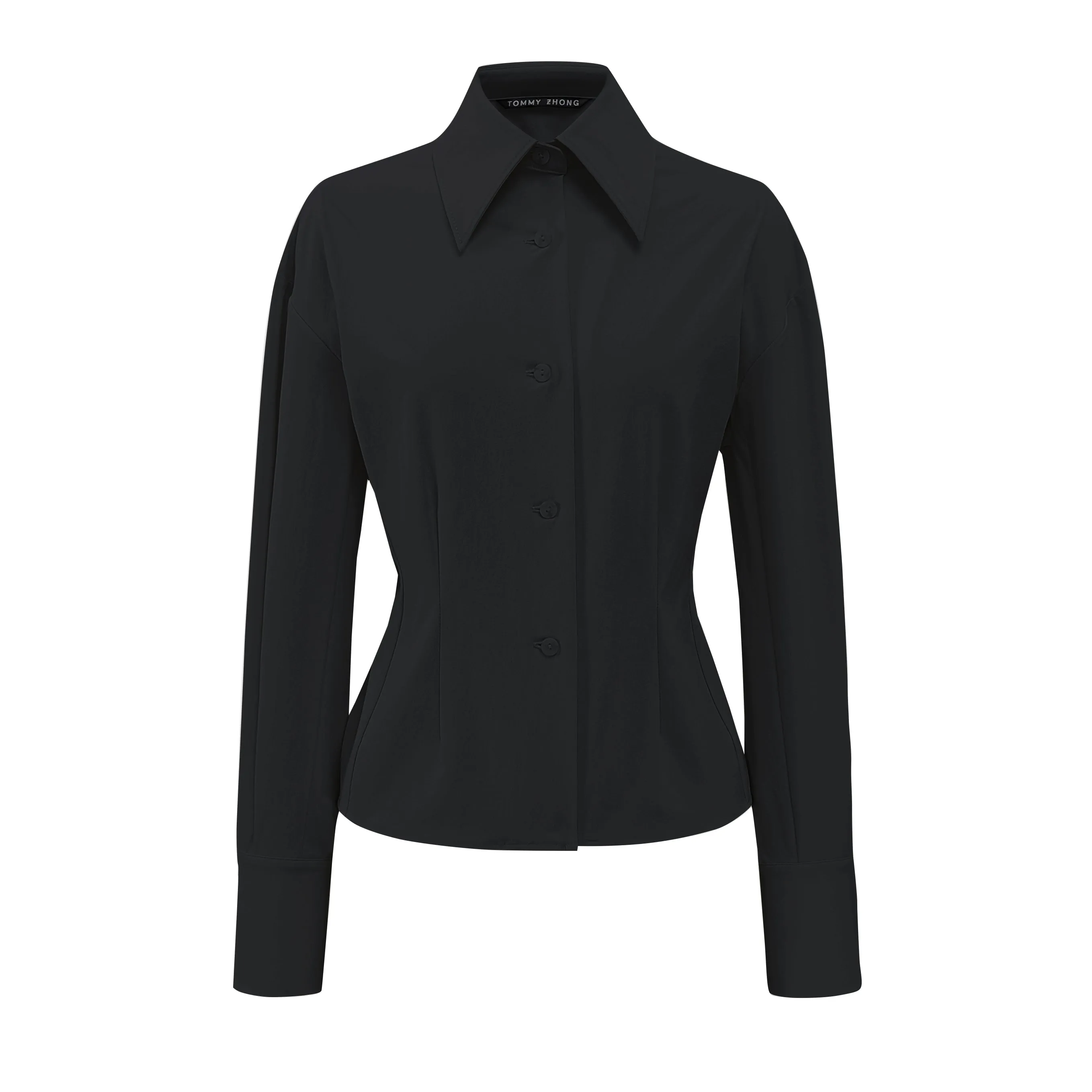 Cut out detail shirt with ties-Black