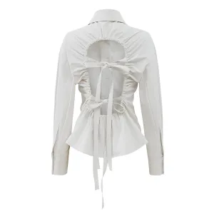 Cut out detail TZ shirt-Cream