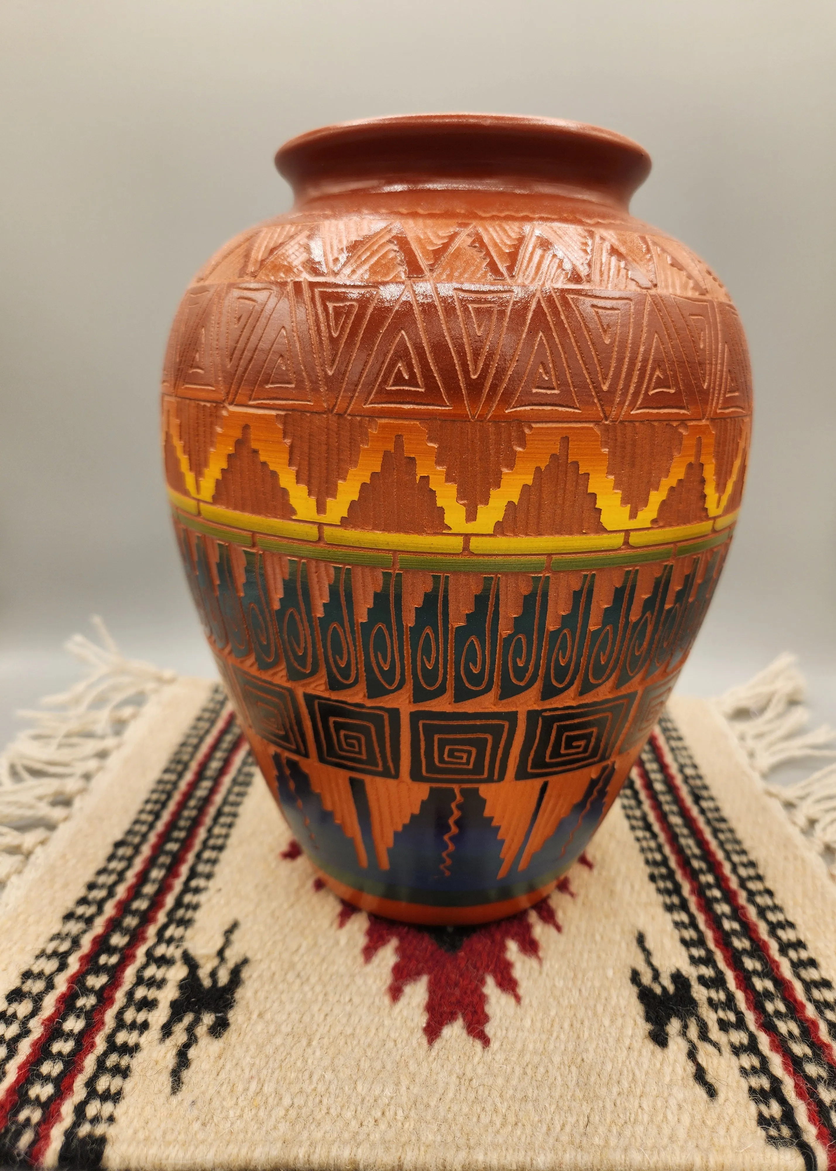 ETCHWARE POTTERY VASE  - MAJORIE JOE