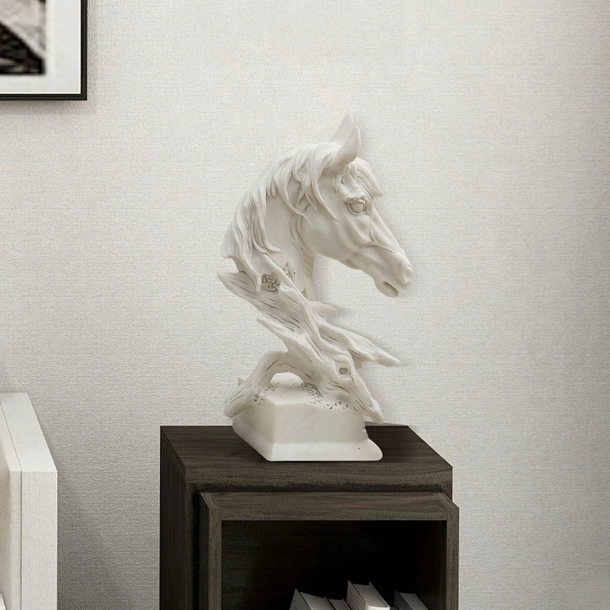 FINEST Custom White Marble Horse Head Sculpture FM-057