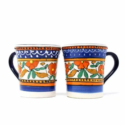 Flared Coffee Mugs - Orange and Blue, Set of Two - Encantada