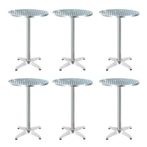 Gardeon 6pcs Outdoor Bar Table Furniture Adjustable Aluminium Cafe Table Round