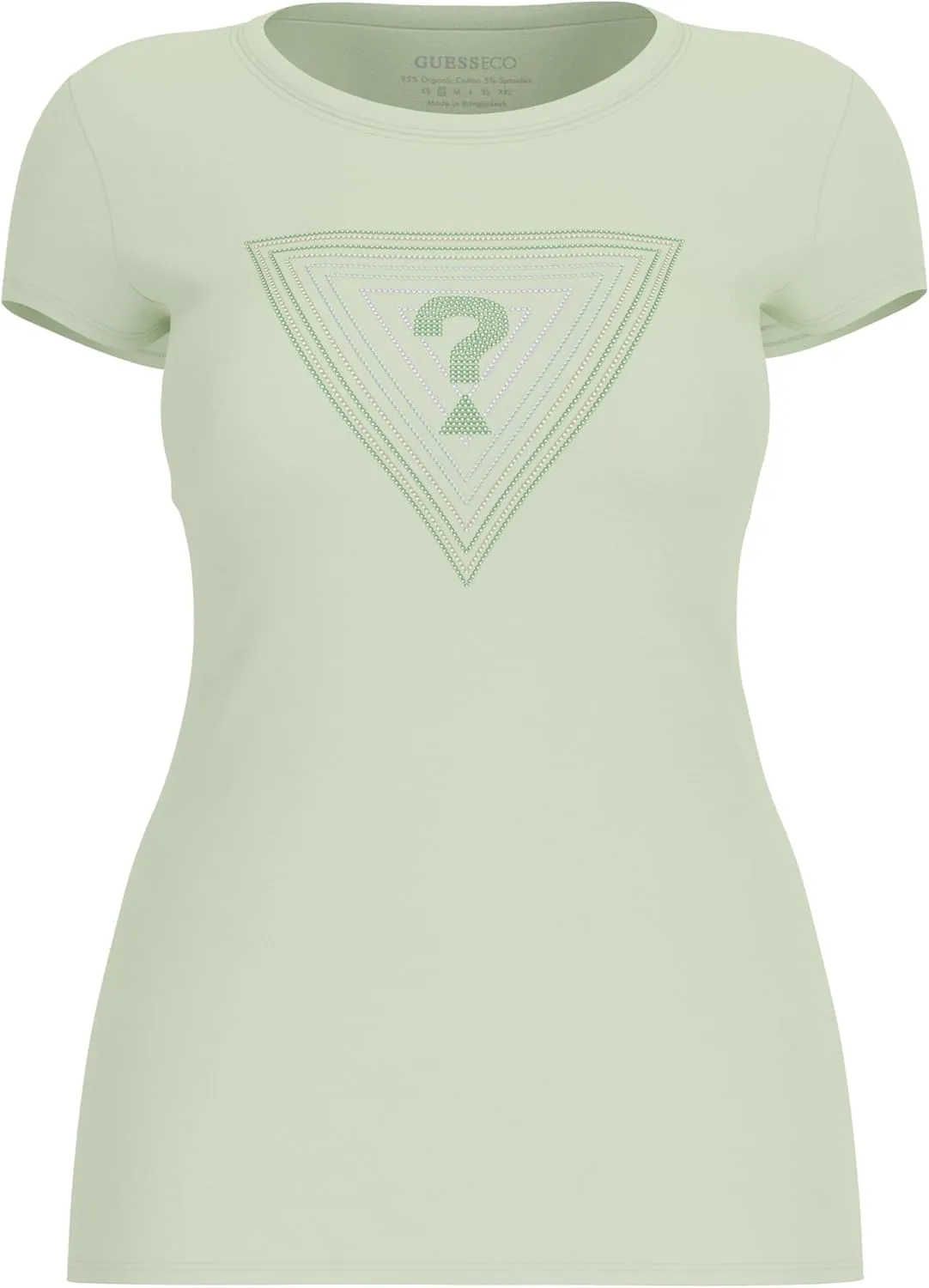 GUESS Women's Short Sleeve Eco Glitter Degrade Logo Tee