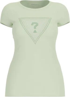 GUESS Women's Short Sleeve Eco Glitter Degrade Logo Tee