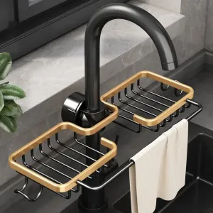 Kitchen Space Aluminum Sponge Storage Faucet Holder Sink Drain Rack