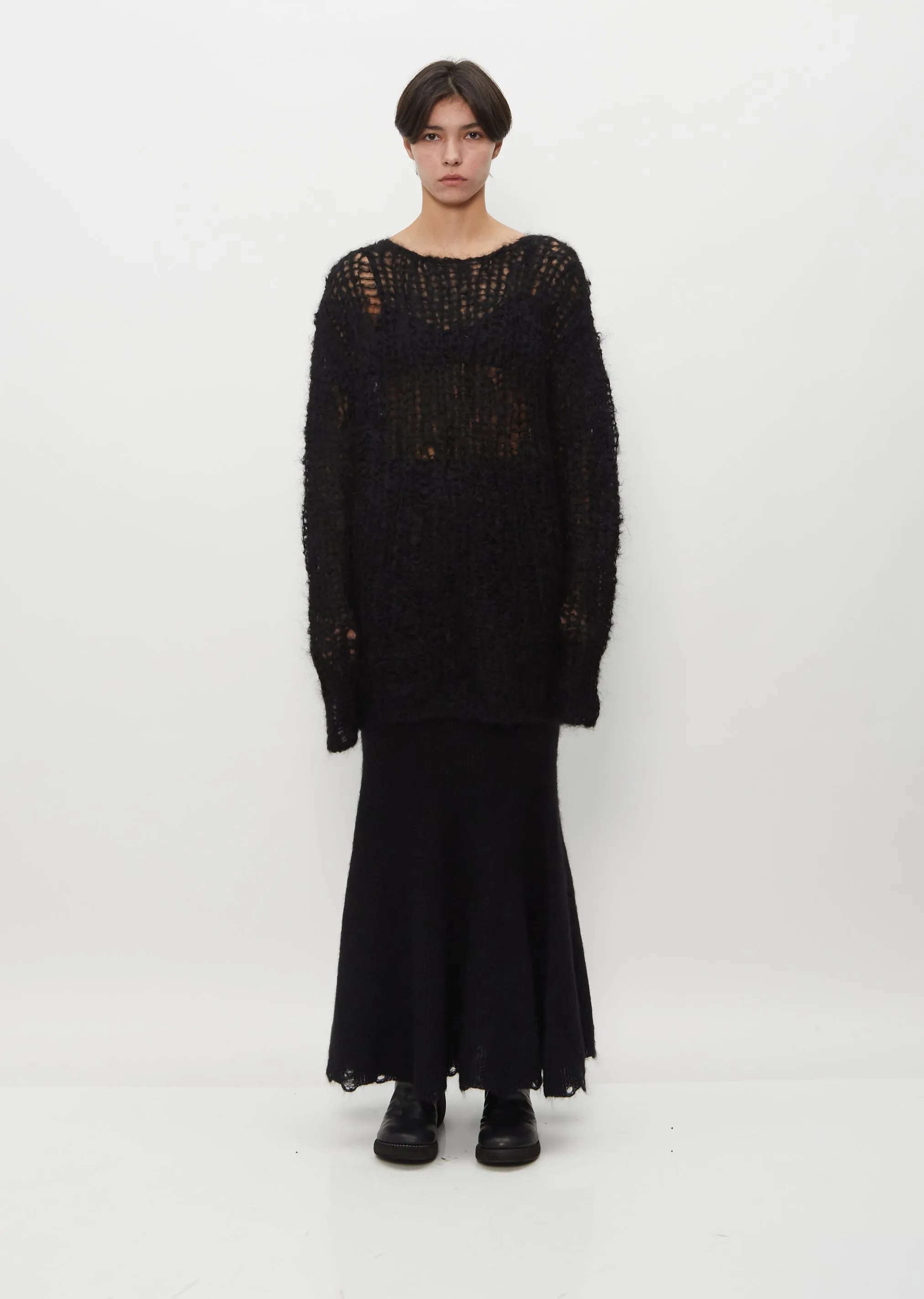 Mohair Wool Ribbed Sweater