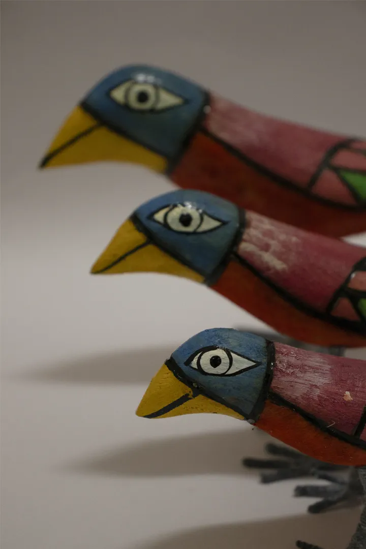 Neelkanth Handmade Wooden Birds Set Of 3 Multi