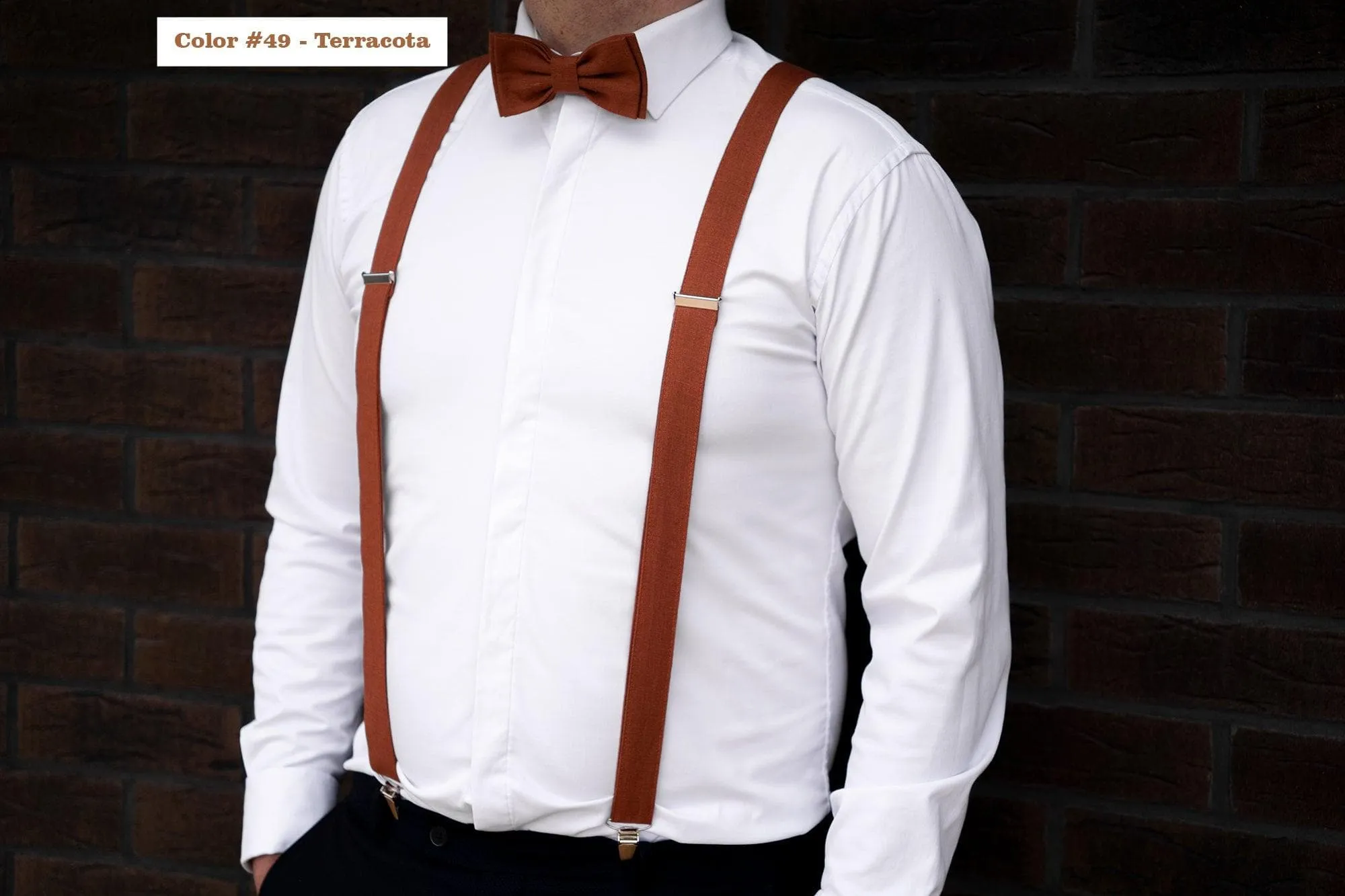 Orange bow tie and pocket square | Mens orange bow tie