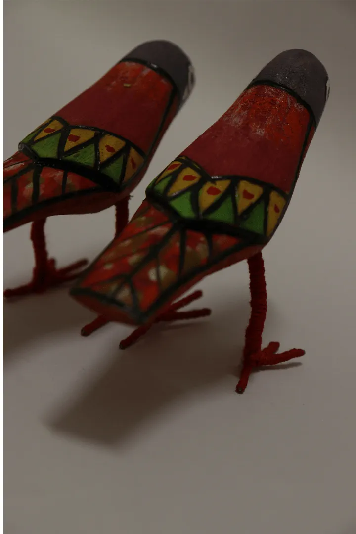 Pakhi Handmade Wooden Birds Set Of 2 Multi