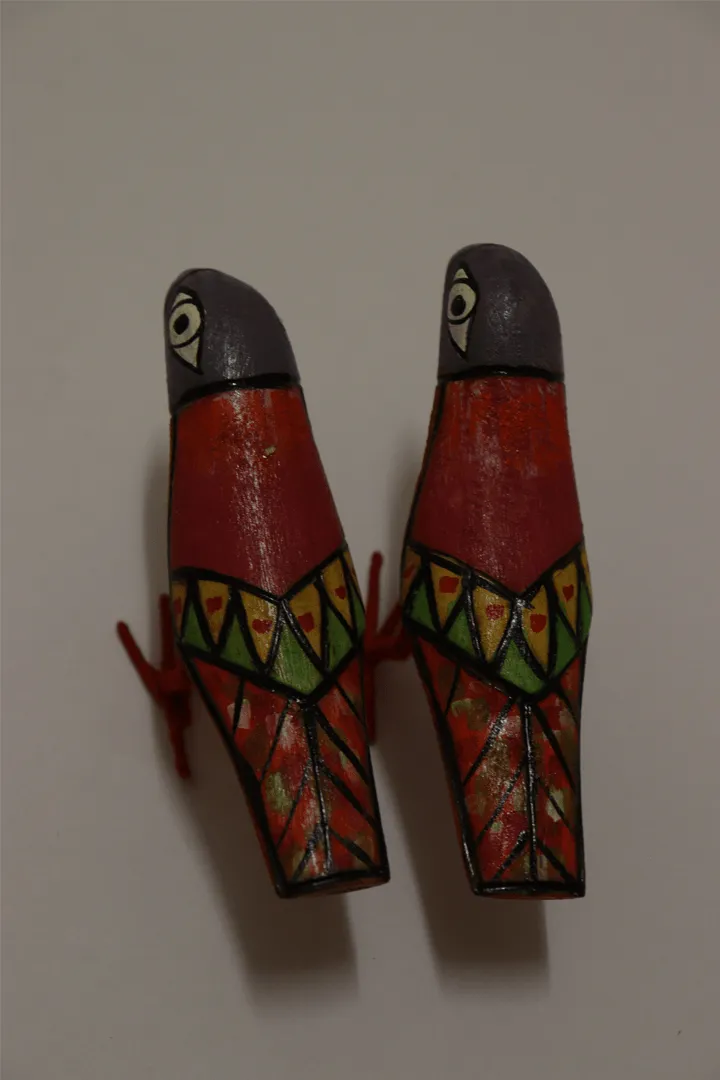 Pakhi Handmade Wooden Birds Set Of 2 Multi