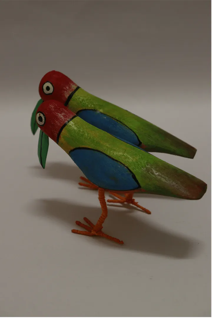 Papiha Handmade Wooden Birds Set Of 2 Multi