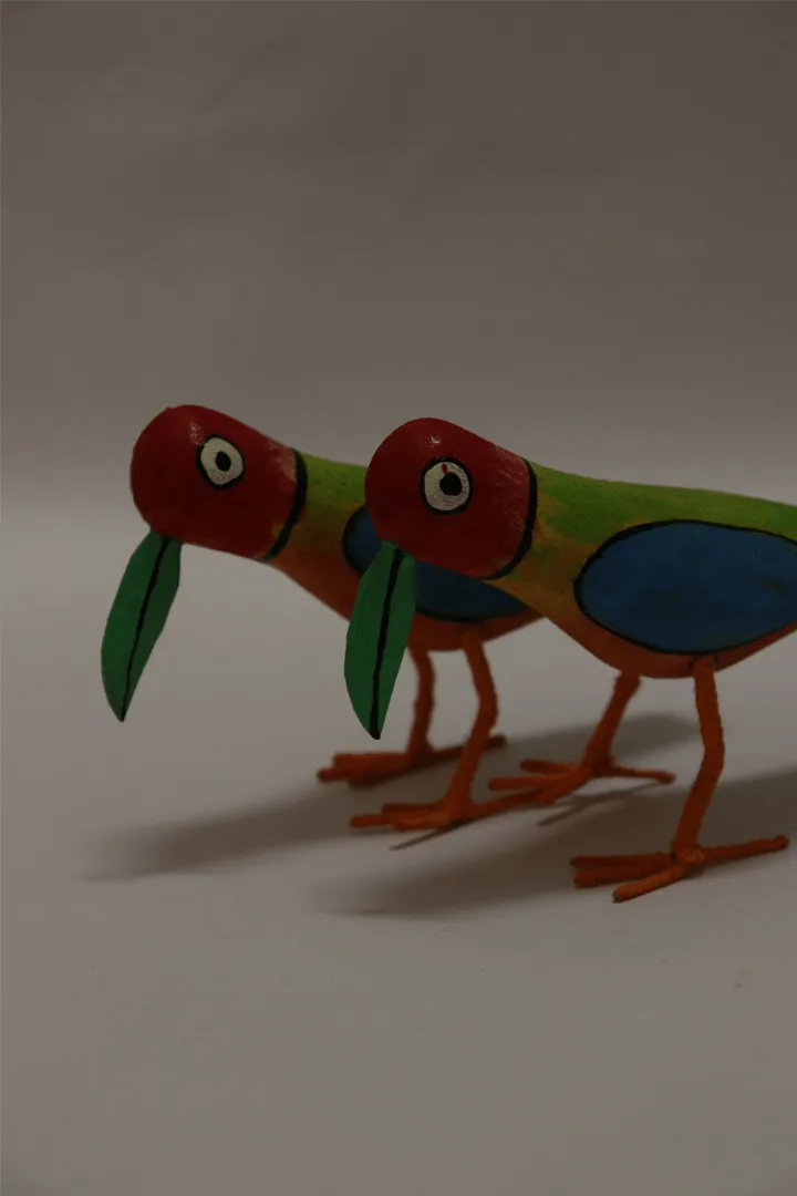 Papiha Handmade Wooden Birds Set Of 2 Multi