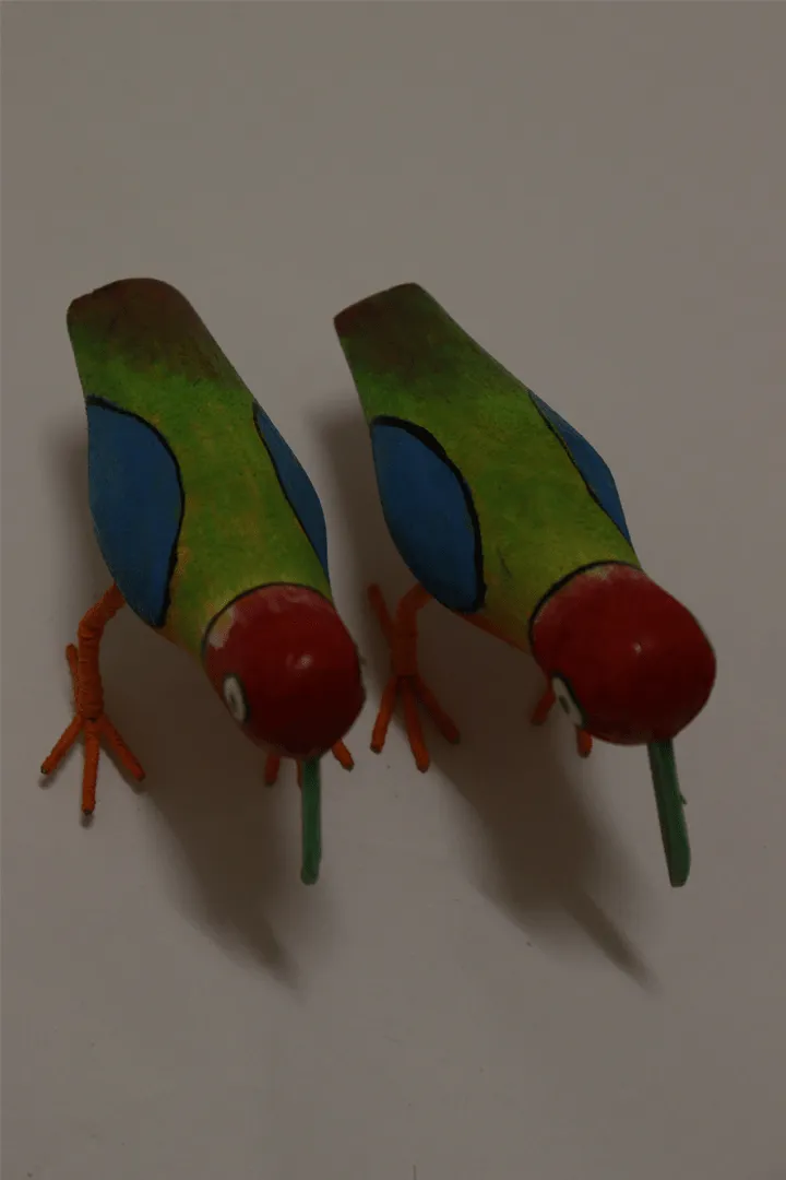 Papiha Handmade Wooden Birds Set Of 2 Multi