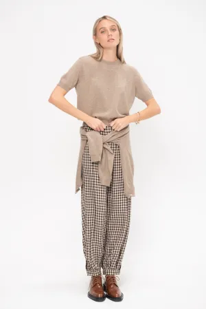 Pearl Cashmere Short Sleeved Crewneck, Latte
