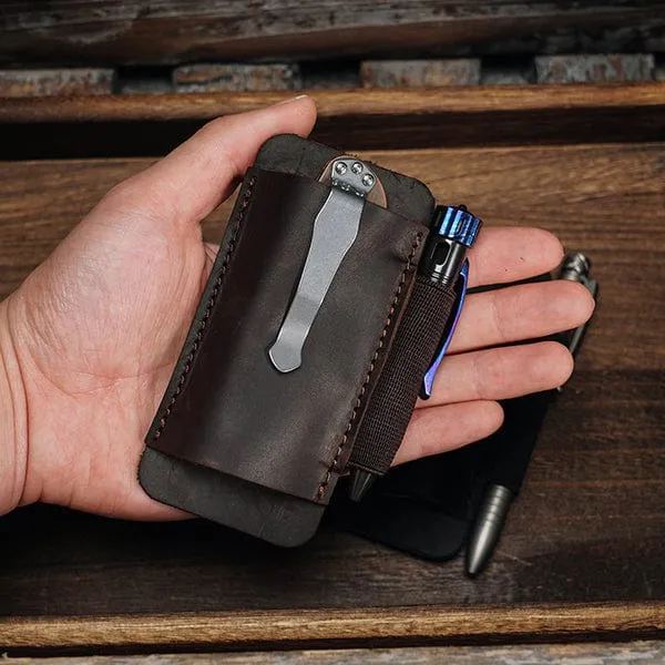 PJ33 Leather Knife Sheaths for Belt, Pocket Knife Holster