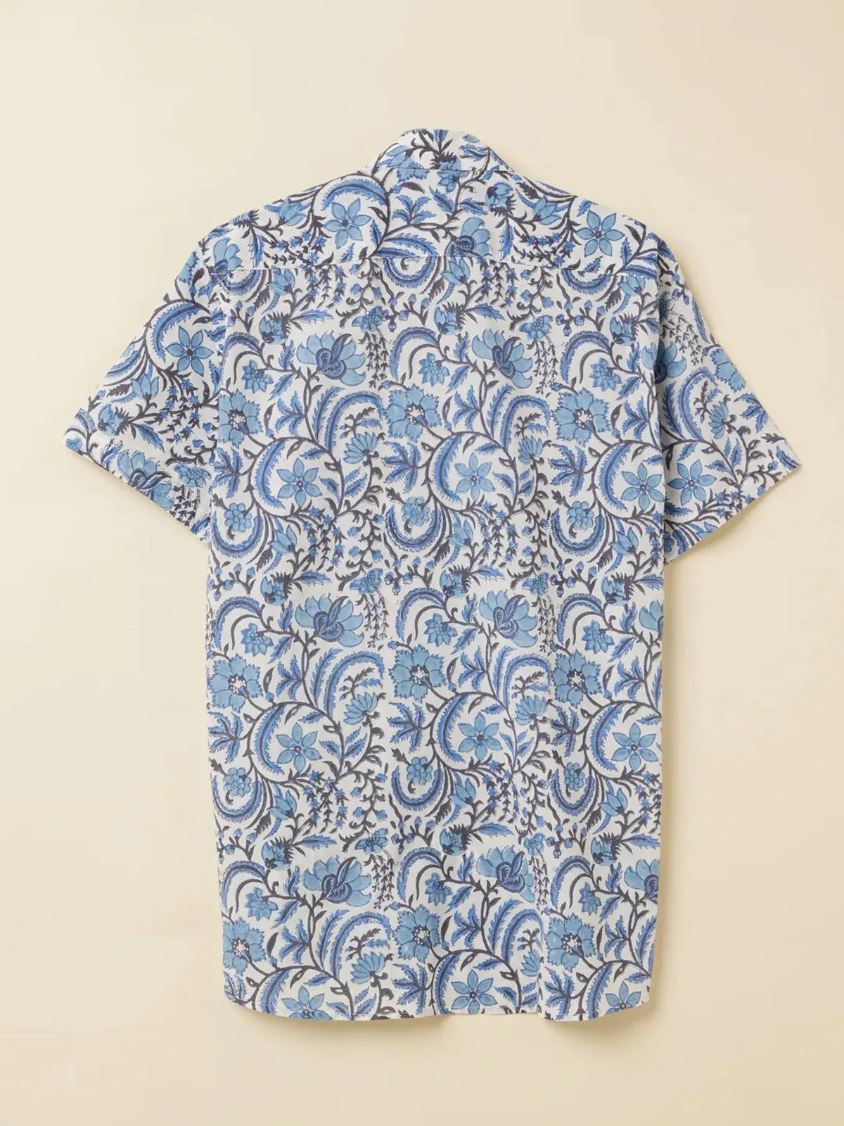 Pottery Handblock Printed Shirt Blue