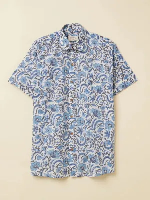 Pottery Handblock Printed Shirt Blue