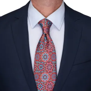 Red and Light Blue Chartres Cathedral Duchesse Silk Tie