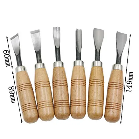 Wood carving chisel 6pc set I Round Handle
